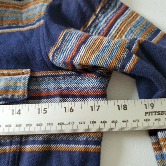 Patagonia Shirt Womens 0 Blue Striped Organic Cotton Button Up Flannel Western - Picture 6 of 10